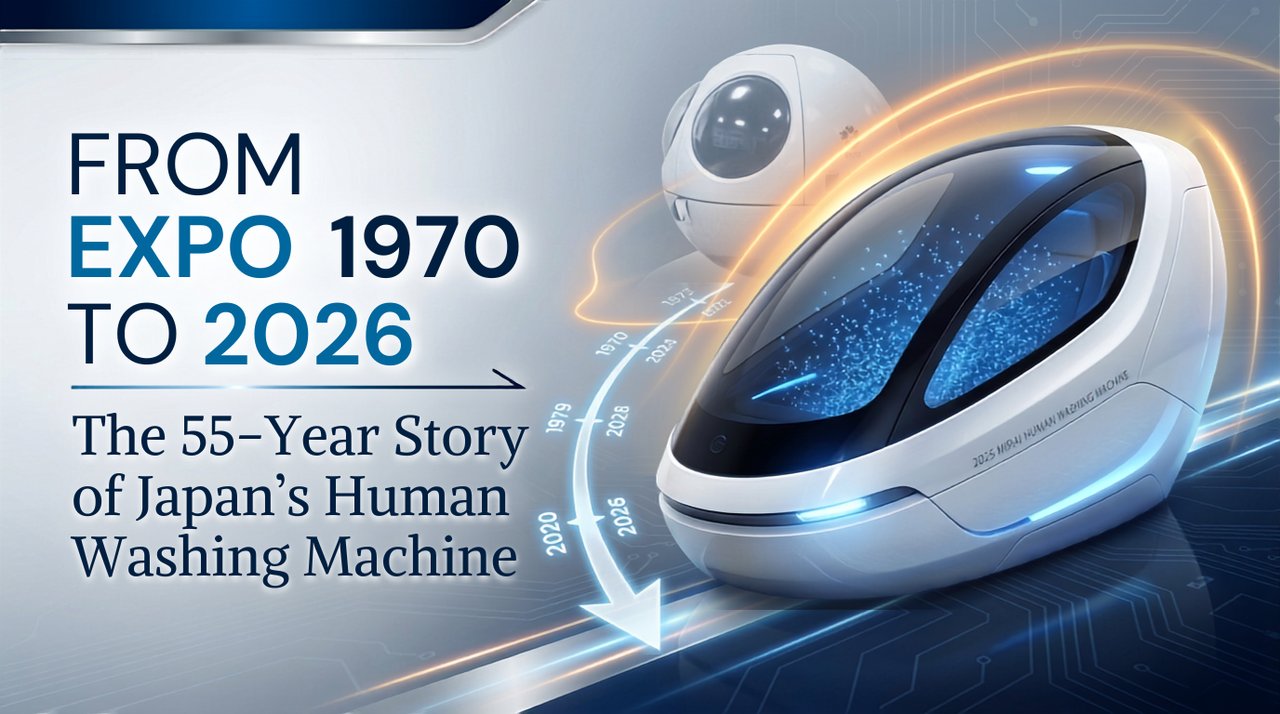 human washing machine history｜The 55-year history of Japan's Human Washing Machine from Expo 1970 Sanyo Ultrasonic Bath to Expo 2025 Mirai pod